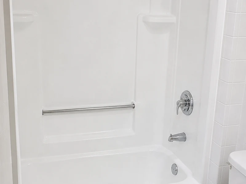 Same Centerville rental fiberglass combo refinished bright white, ready to list, Fremont